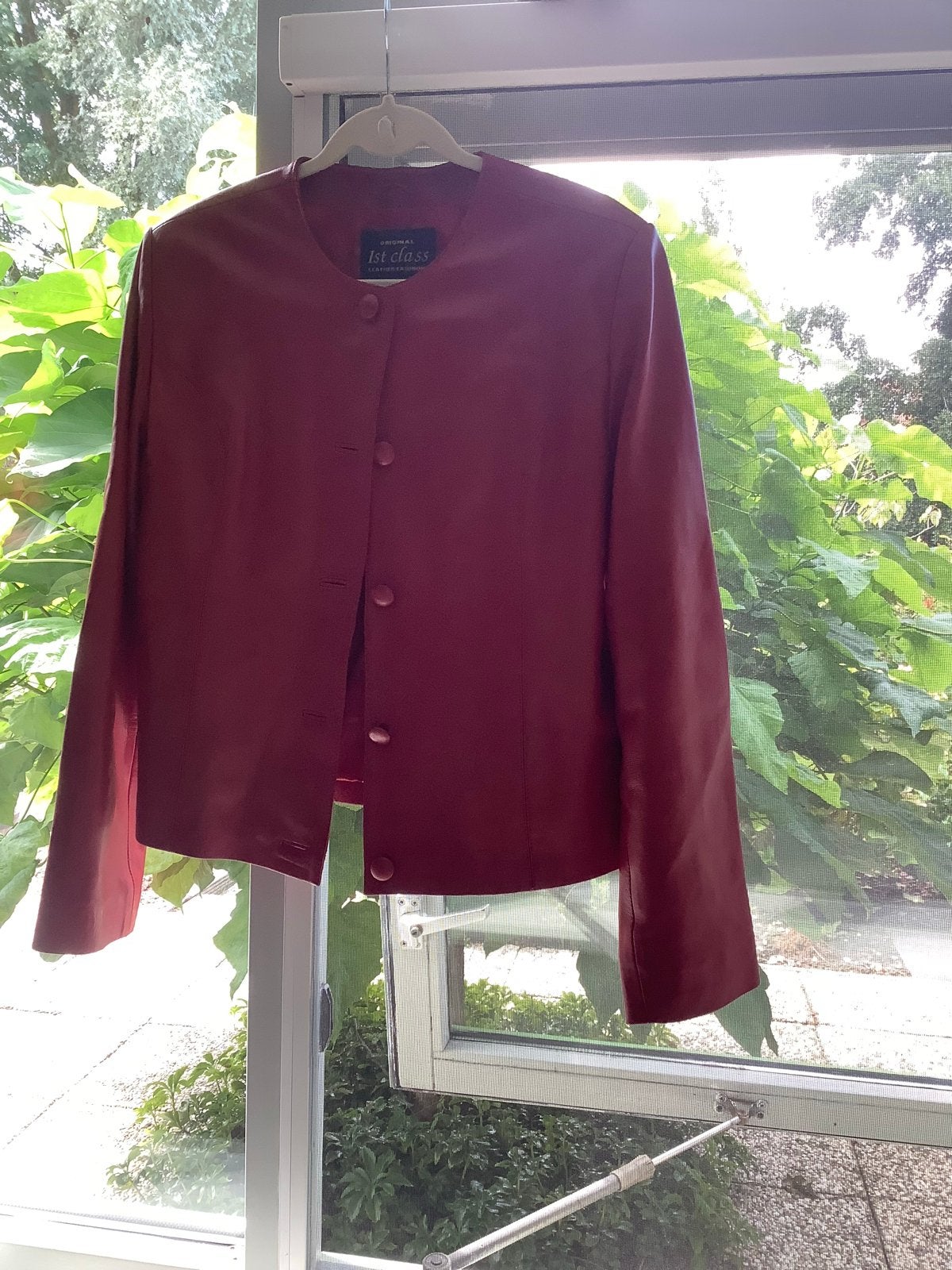 Leren jasje rood - 1st Class Leather Fashion, Ophalen, Zo goed als nieuw, Maat 42/44 (L), Rood