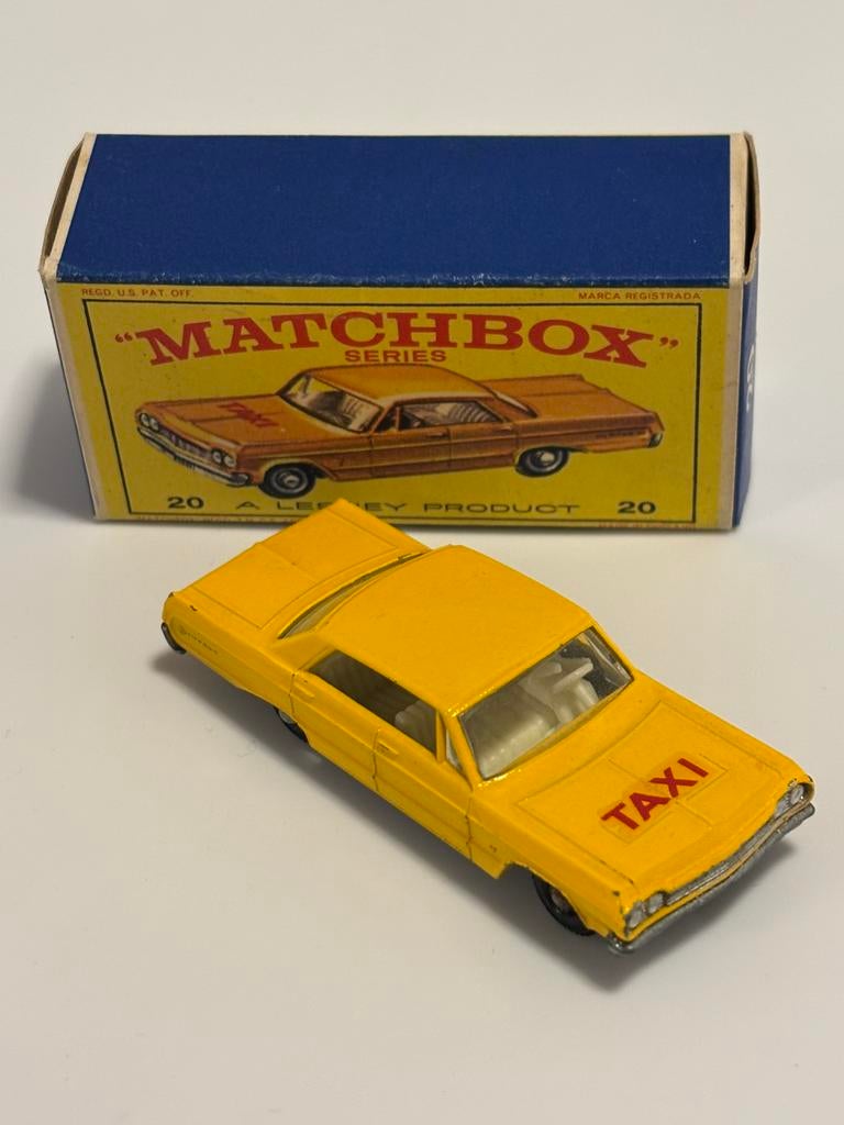 Matchbox nr 20 Taxi Cab mintbox, Hobby en Vrije tijd, Ophalen of Verzenden, Zo goed als nieuw, Auto, Matchbox