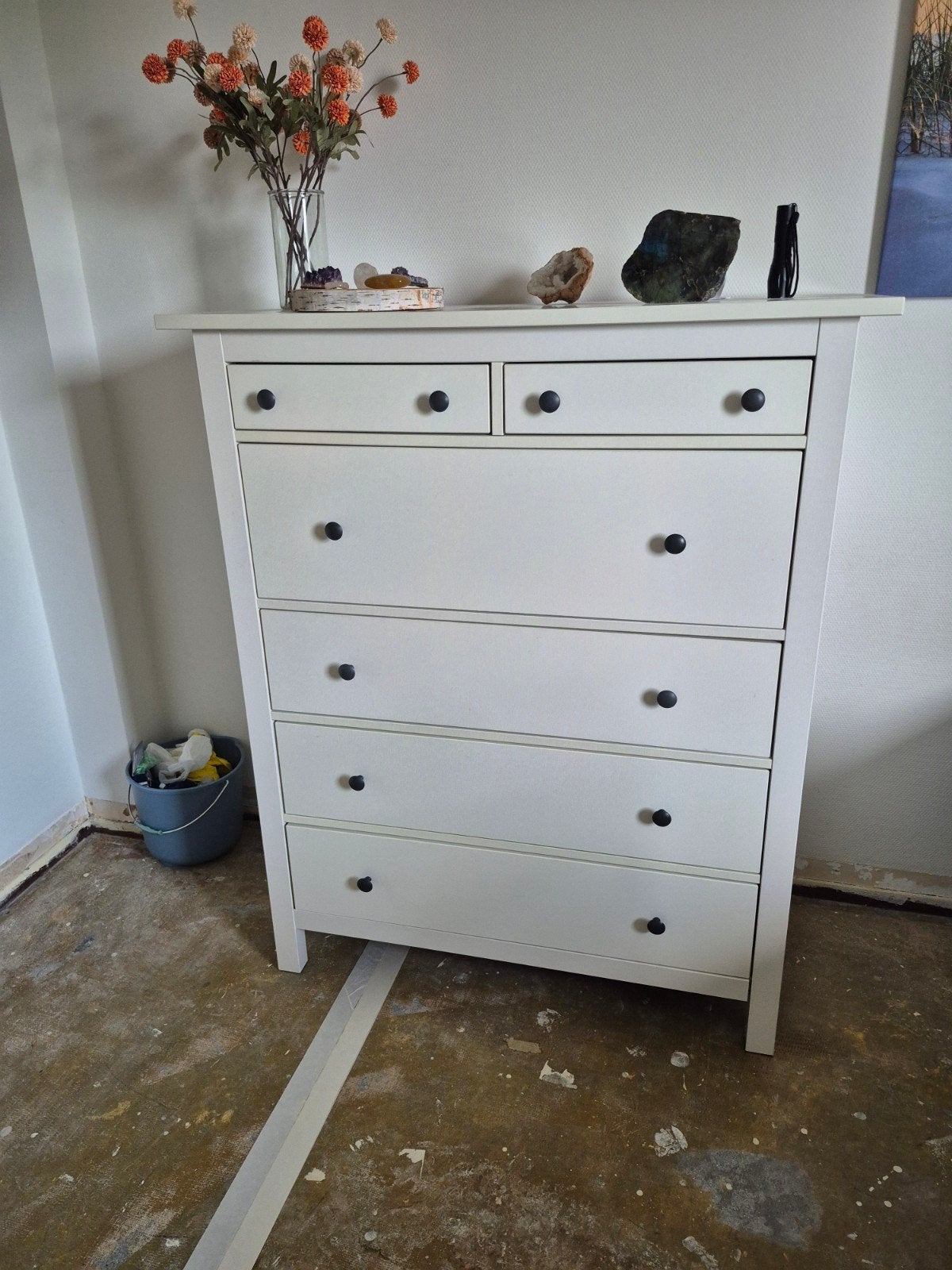 Witte ladekast/commode met 6 laden (4 breed, 2 smal), Huis en Inrichting, Kasten | Ladekasten, Ophalen, Gebruikt, 100 tot 150 cm