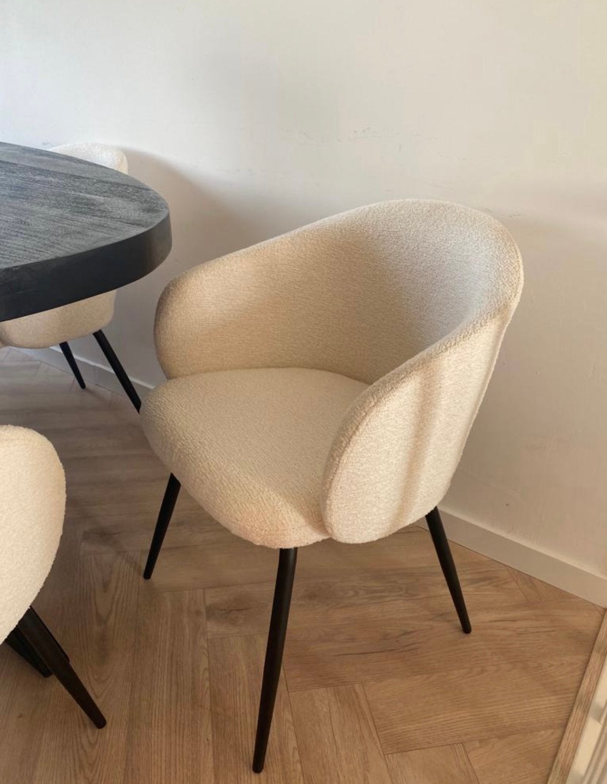 Eetkamerstoelen Kwantum Bergen Off white, Ophalen, Gebruikt, Wit, Boucle
