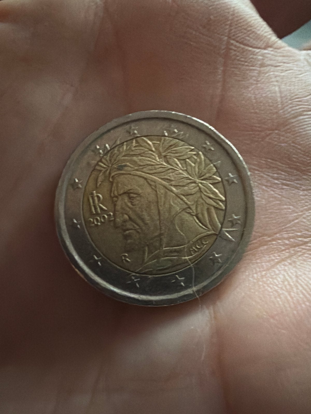 2 Euro munt Italië 2002 Dante Alighieri, Ophalen of Verzenden, Italië, 2 euro, Losse munt