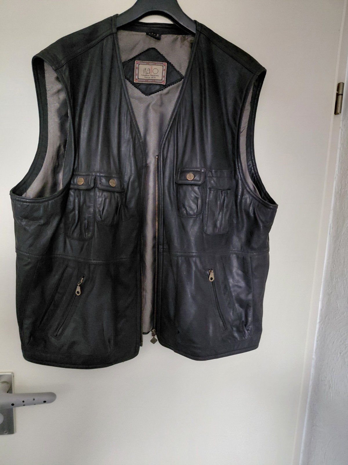 Leren heren vest/gilet., ITALLO, Zwart, Maat 56/58 (XL), Ophalen of Verzenden
