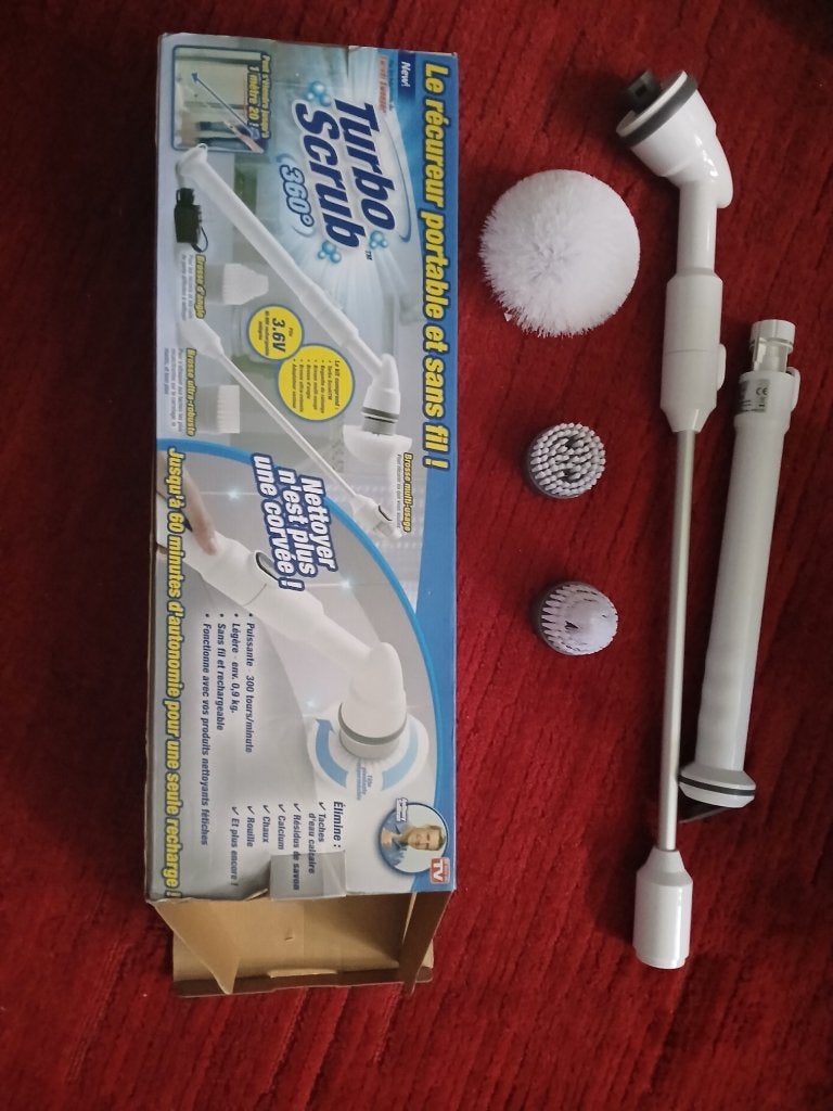 Turbo Scrub 360  Schoonmaakborstel met AC adapter, Ophalen of Verzenden, Zo goed als nieuw, Draadloos, Vloerreiniger