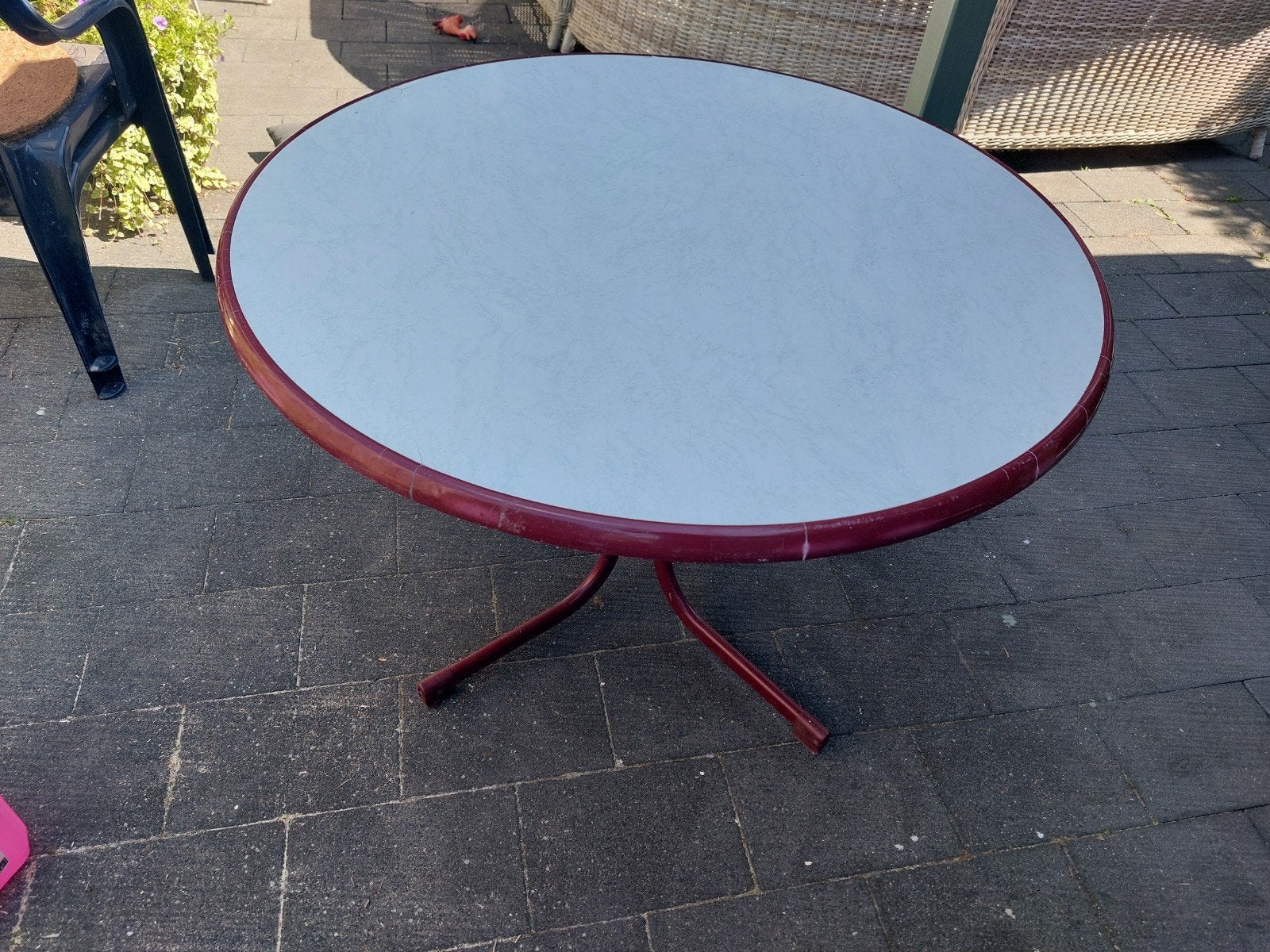 inklapbare tafel, Tuin en Terras, Tuintafels, Gebruikt, Rond, Metaal, Ophalen