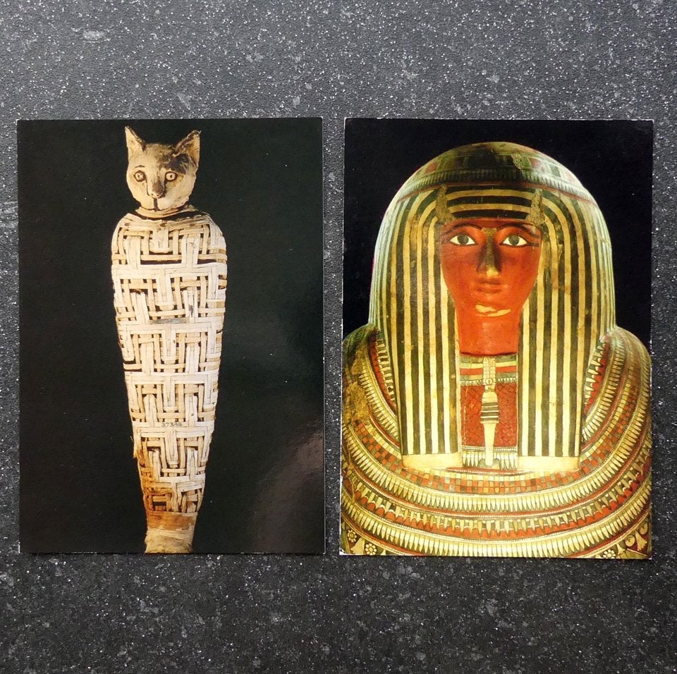 Ansichtkaarten British Museum London oude Egypte mummie, Verzamelen, Ophalen of Verzenden, 1980 tot heden, Ongelopen, Engeland