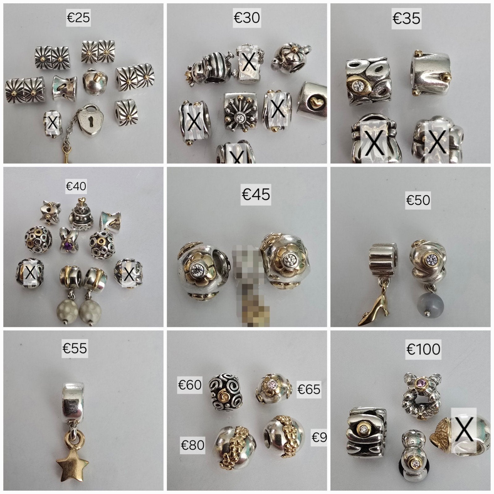 Prachtige originele Pandora bedels - zilver met 14k goud, Ophalen of Verzenden, Zo goed als nieuw, Zilver, Pandora