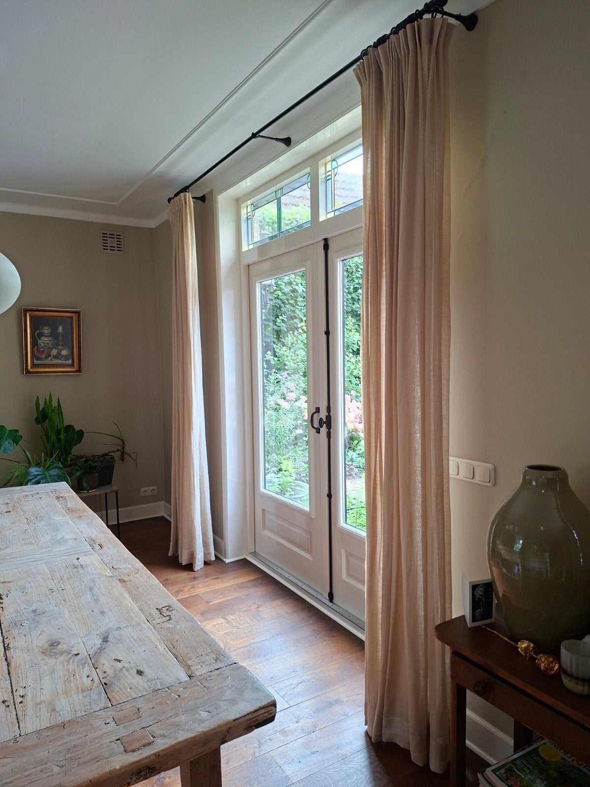 100 % linnen beige gordijnen, Ophalen, Overige materialen, Gebruikt, Beige