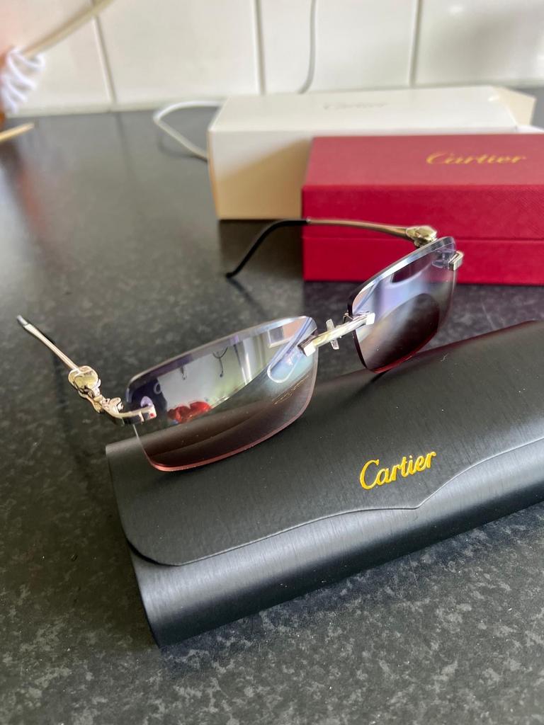 Cartier zonnebril, Overige merken, Gebruikt, Zonnebril, Paars