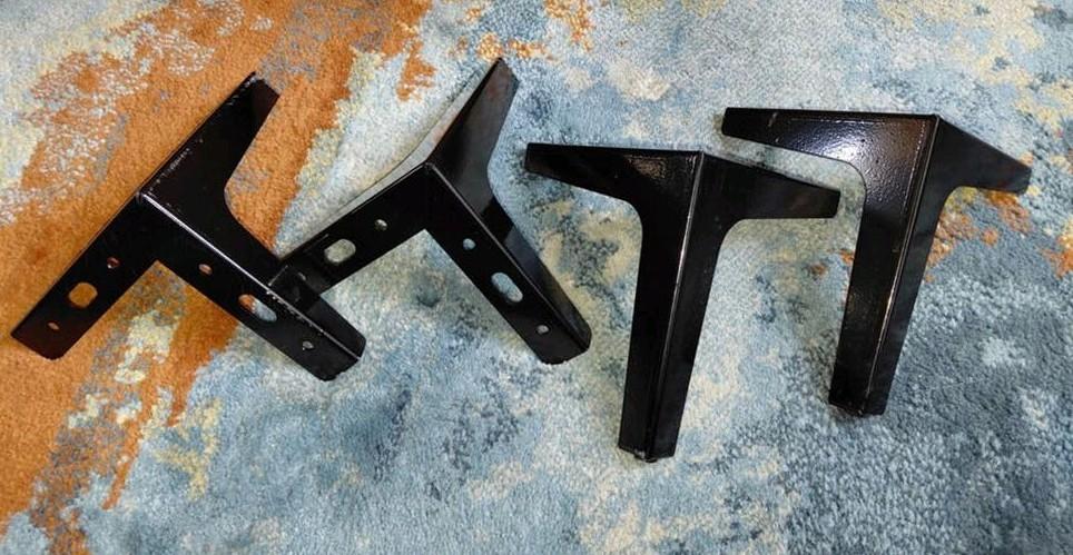 Zwarte metalen tafelpoten (set van 4) meubelpoten, Tafelpoot, Minder dan 50 cm, Gebruikt, Modern, Industrieel