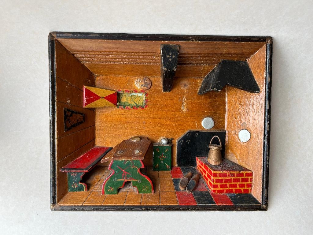 Oud houten bavelaartje, kijkkastje, diorama, Ophalen of Verzenden
