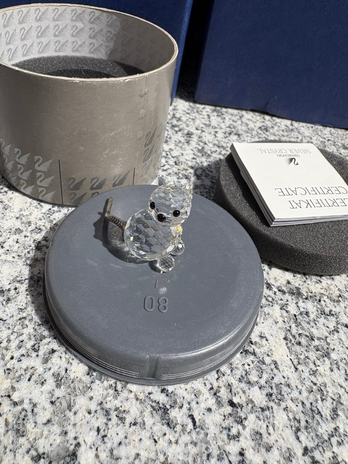 Swarovski Kristallen Poes met Doos en Certificaat, Verzamelen, Swarovski, Ophalen, Zo goed als nieuw, Figuurtje