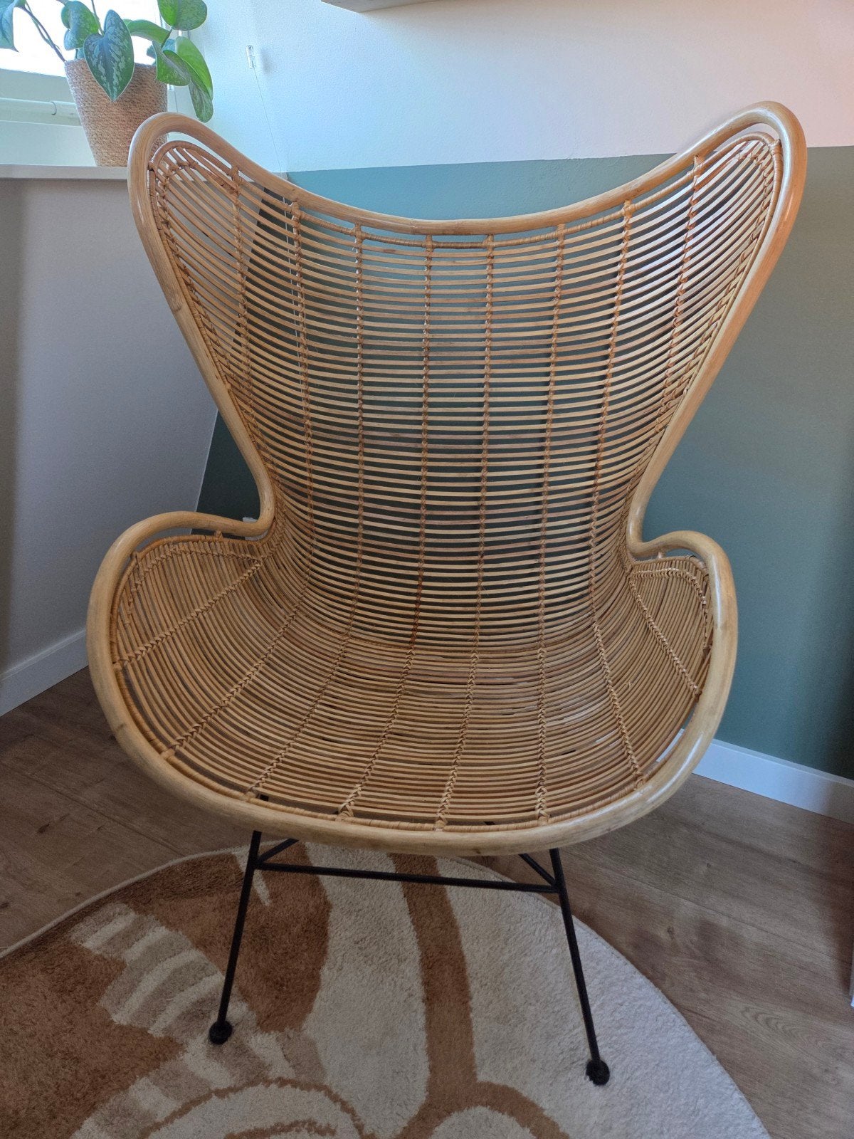 HKliving rotan egg chair, Ophalen, Bruin, Zo goed als nieuw, Metaal