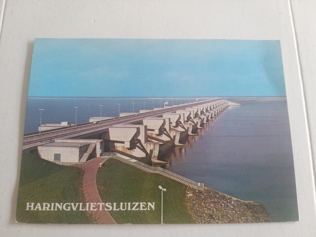 Foto kaart Haringvlietsluizen niet gelopen. ., Ophalen of Verzenden, 1940 tot 1960, Gelopen, Zuid-Holland