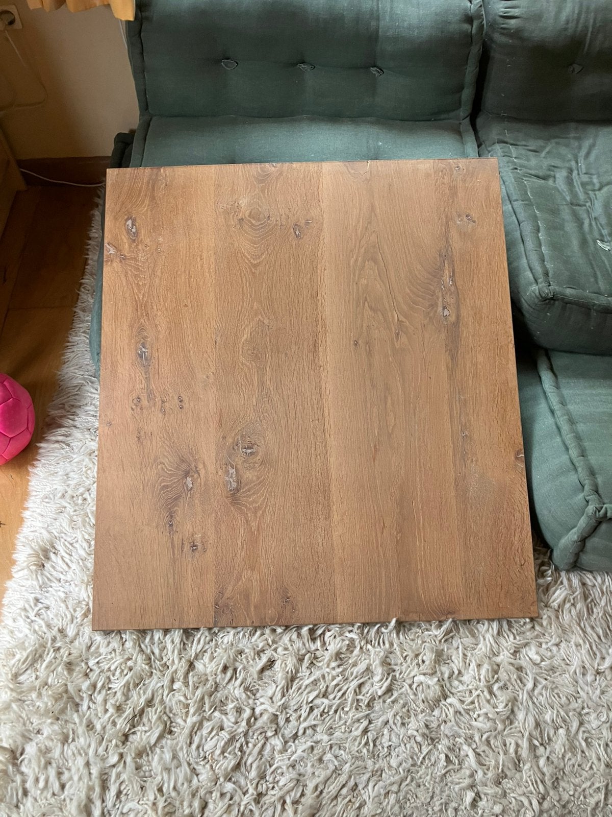 Massief Eiken Tafelblad - Vierkant, Gebruikt, 50 tot 100 cm, Ophalen of Verzenden, Tafelblad