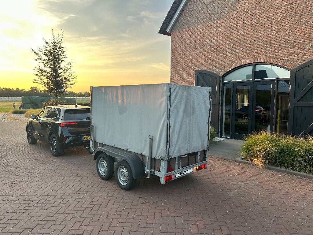 Tandemasser aanhanger met huif – met steunpoten, Auto diversen, Aanhangers en Bagagewagens, Ophalen, Gebruikt