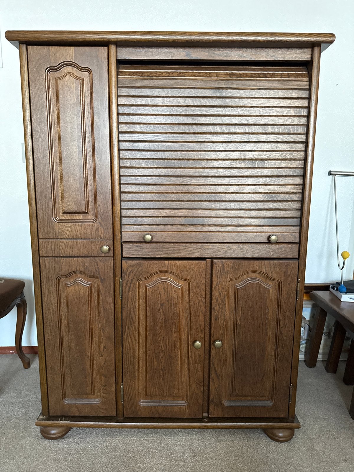 Houten computer of printerkast met roldeur en opbergruimte, Ophalen, Gebruikt, 100 tot 150 cm, 50 tot 100 cm