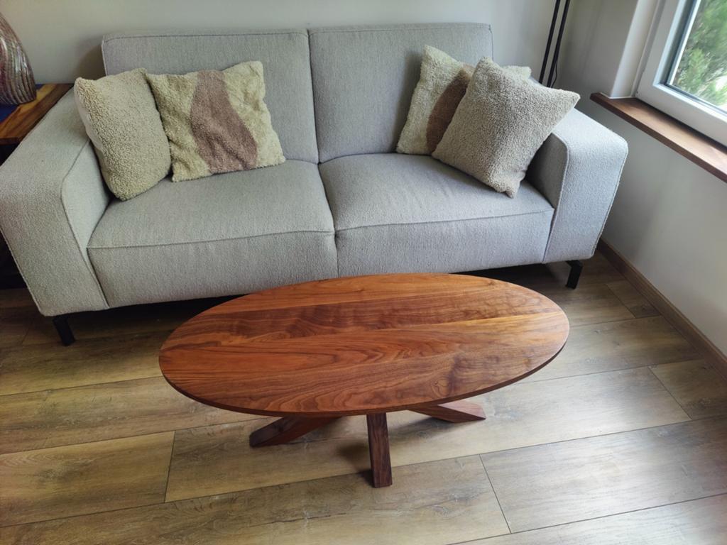Massief Amerikaans Black Walnut Salontafel Handgemaakt, Ophalen, 100 tot 150 cm, 50 tot 100 cm, Zo goed als nieuw