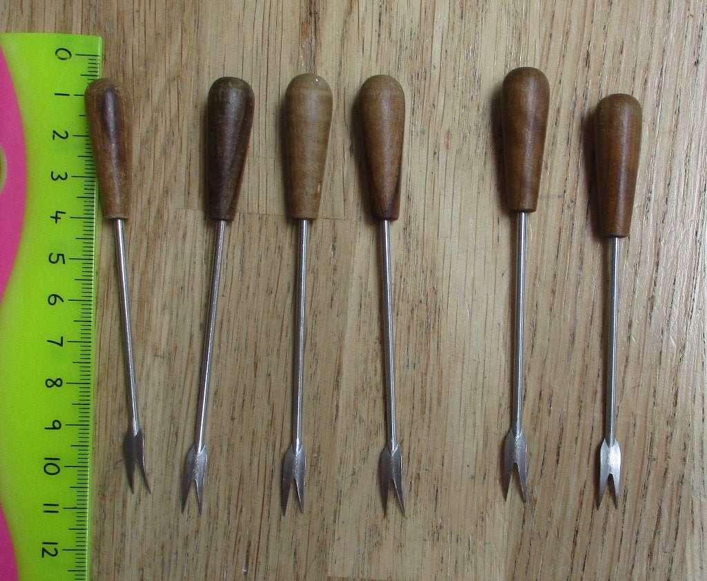 6 (herbruikbare)  cocktailprikkers met houten handvat, Ophalen of Verzenden, Rvs of Chroom