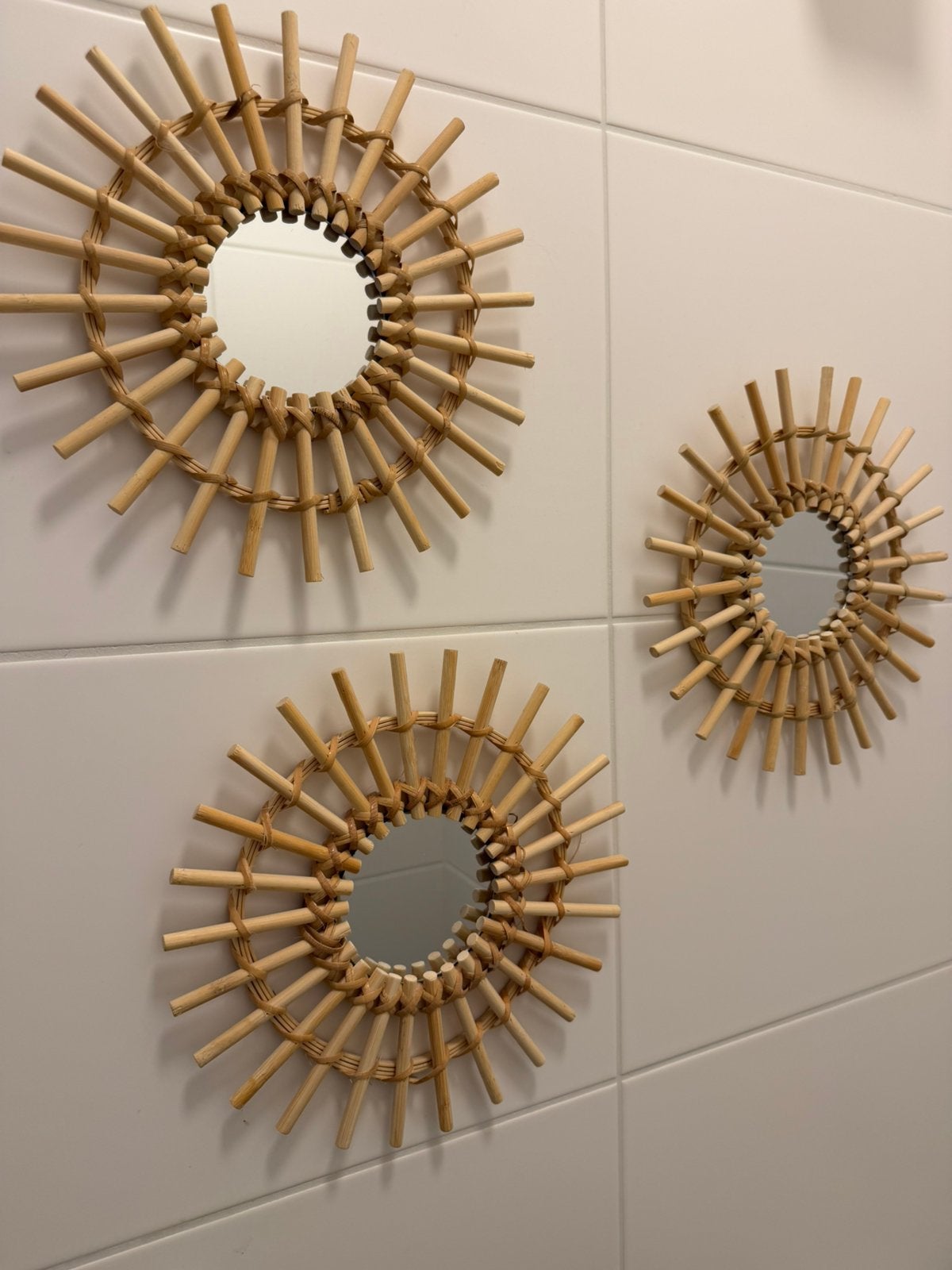 3x bamboe spiegels, Huis en Inrichting, Woonaccessoires | Onderzetters, Ophalen, Zo goed als nieuw
