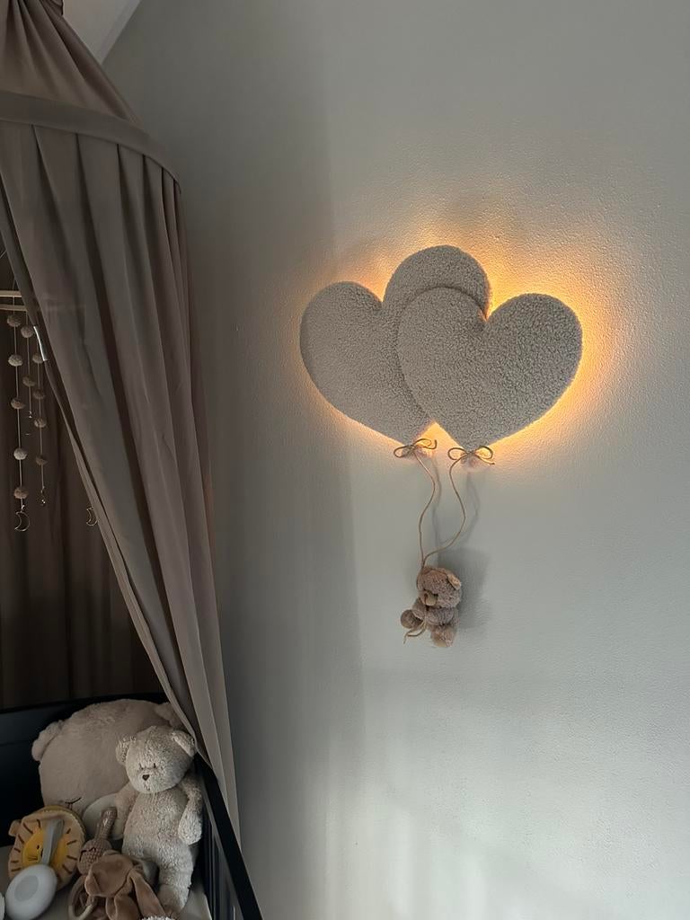 Set van 2 hartjes met beertje wandlamp dreamlight, Ophalen of Verzenden, Nieuw, Lamp