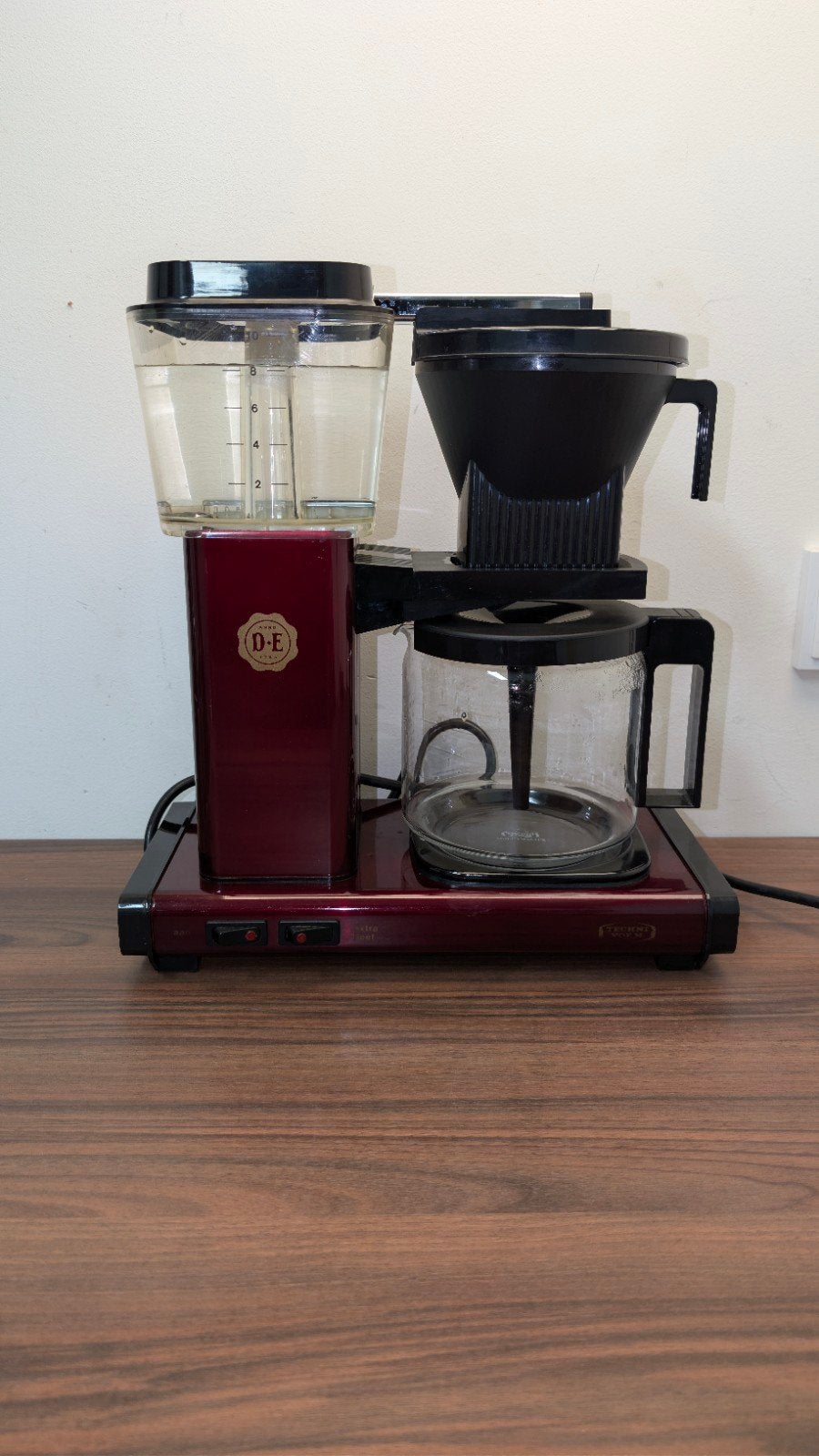 Technivorm Moccamaster Metallic Wijnrood - Perfect Werkend, Ophalen, Gebruikt, 10 kopjes of meer, Koffiemachine