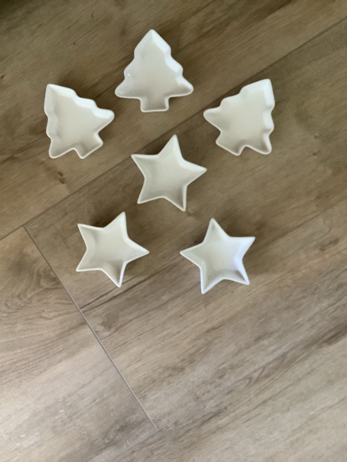 Kerst schaaltjes - Sterren en kerstbomen, Gebruikt, Overige merken, Keramiek, Ophalen of Verzenden