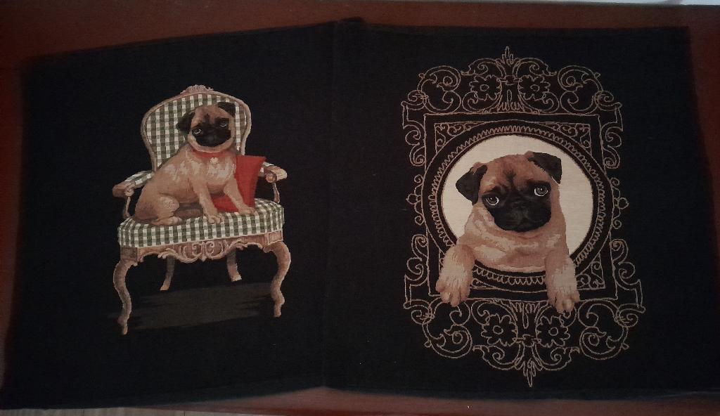 ~ Mops Hond Kussenhoes Honden Kussens Gobelin Kussen, Ophalen of Verzenden, Zo goed als nieuw, Zwart, Vierkant