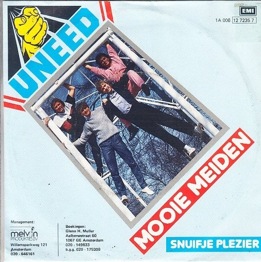 UNEED - mooie meiden  ( nlpop/1985), 7 inch, Ophalen of Verzenden, Nederlandstalig, Fotohoes