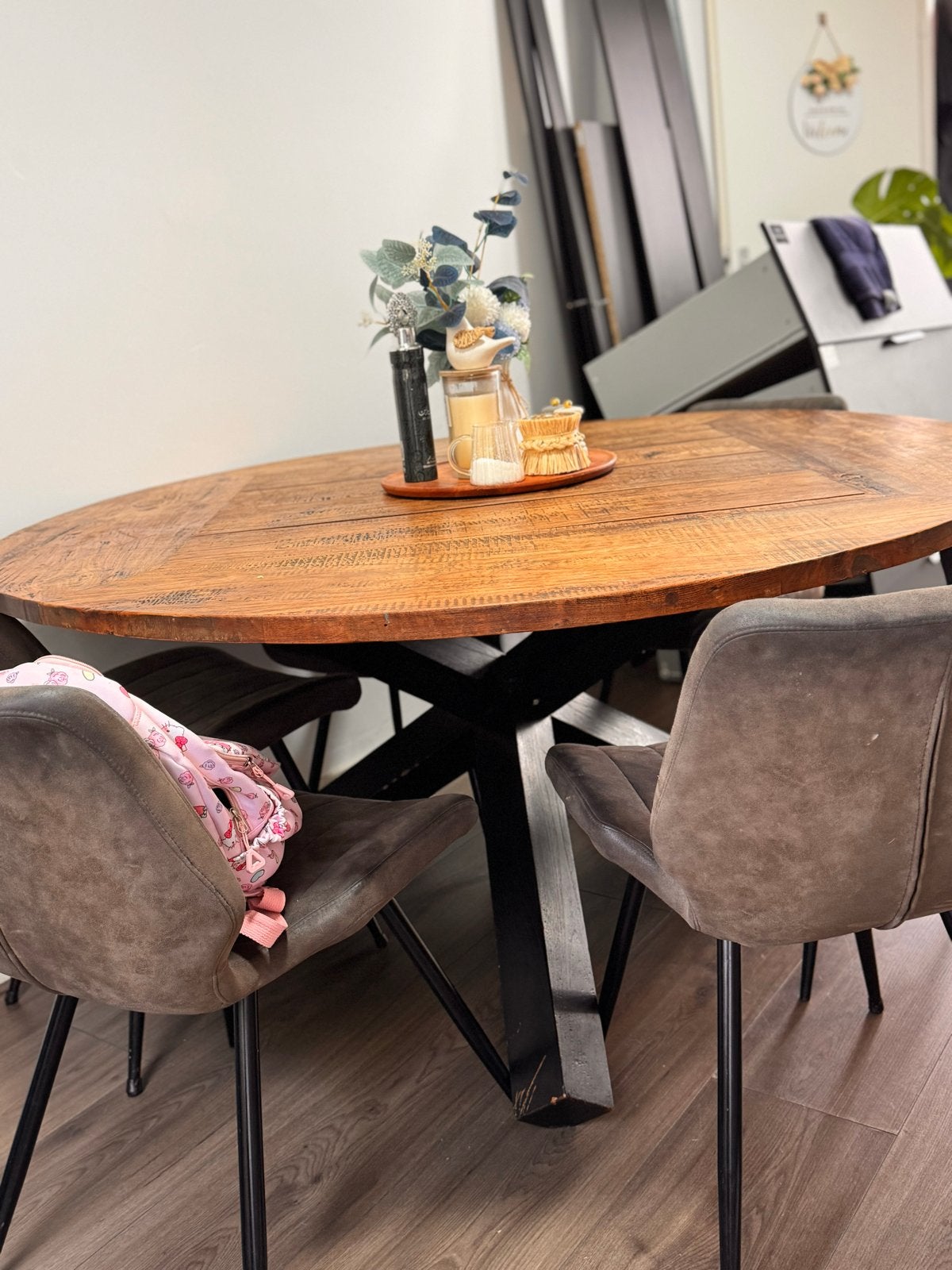 Robuuste ovale eettafel van massief hout, Ophalen, Gebruikt, Vijf personen of meer, Ovaal