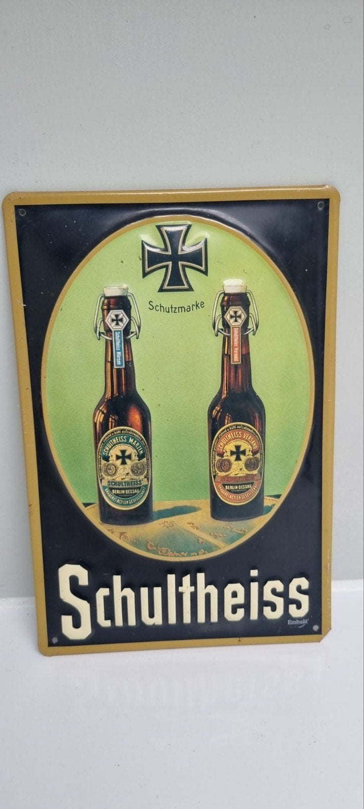 Schultheiss Bier Brouwerij Metalen Reclamebordje, Ophalen of Verzenden, Reclamebord