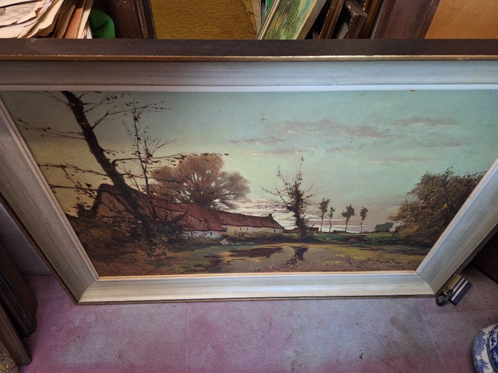 Schilderij, Doek, Oud hollands, Ophalen of Verzenden, Landschap