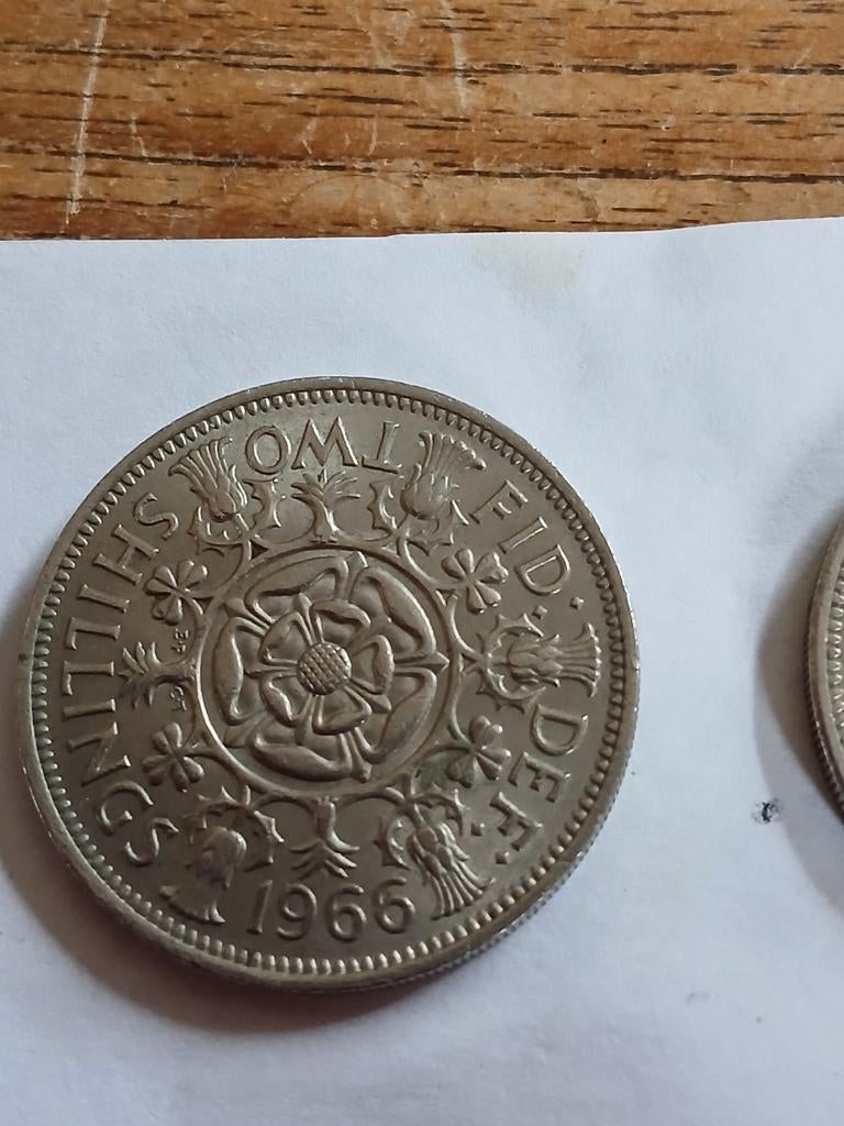 Groot-Brittannië 2 Shilling Munt 1966 Koningin Elizabeth II, Ophalen of Verzenden, Overige landen, Losse munt