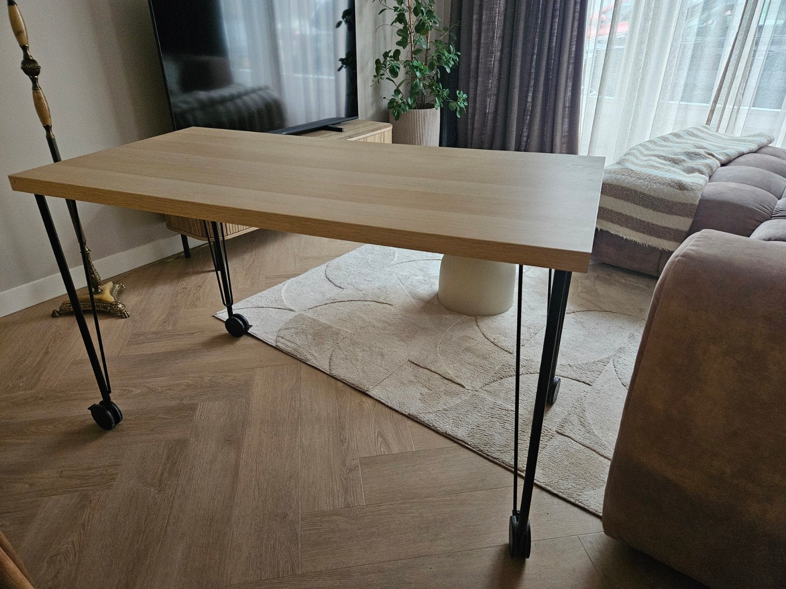 IKEA Tafel met wieltjes - 120x60 cm, Ophalen, Gebruikt, Spaanplaat of MDF, Bruin
