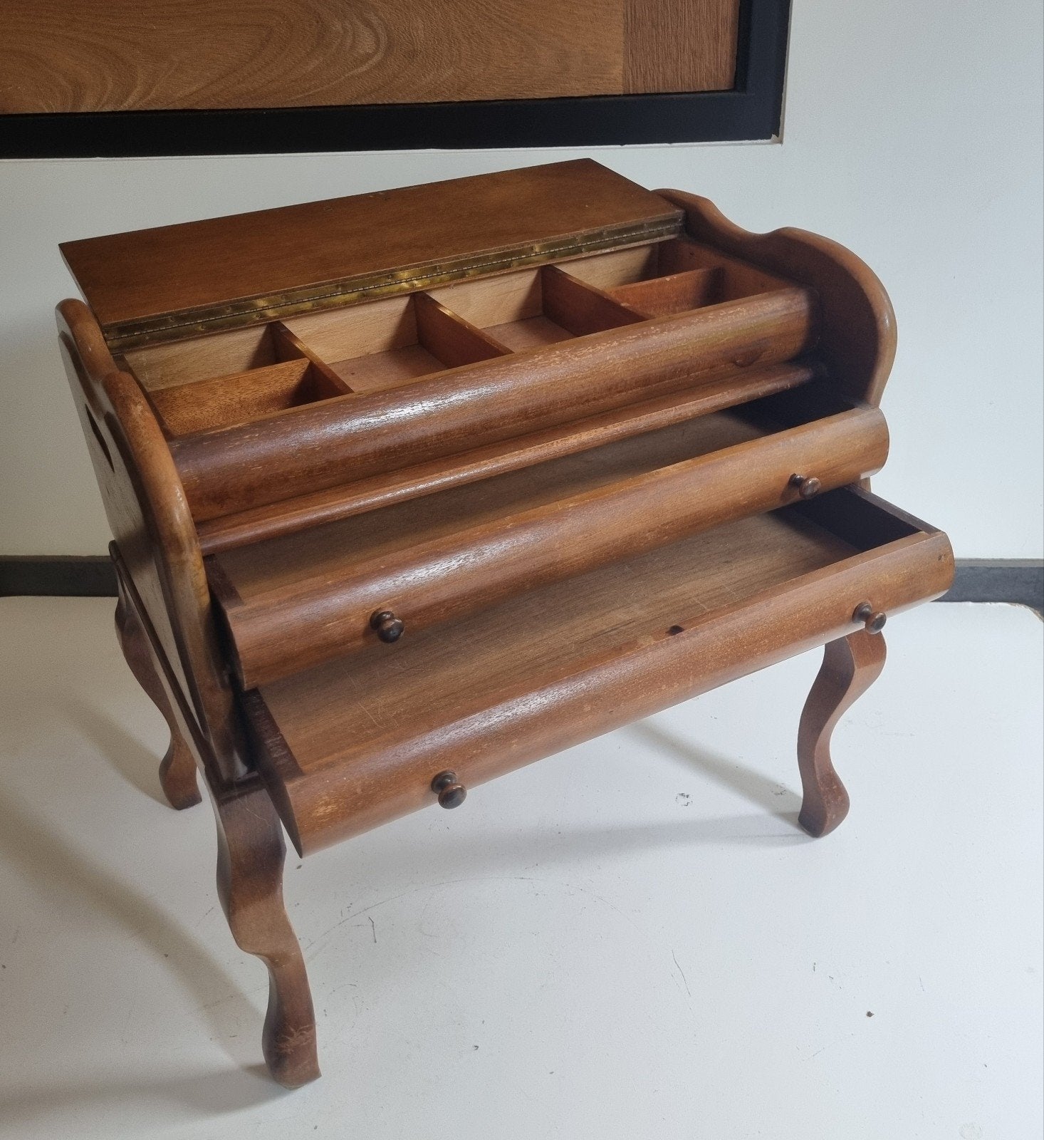 Vintage houten naaidoos met lades - 50x40x25cm, Antiek en Kunst, Ophalen