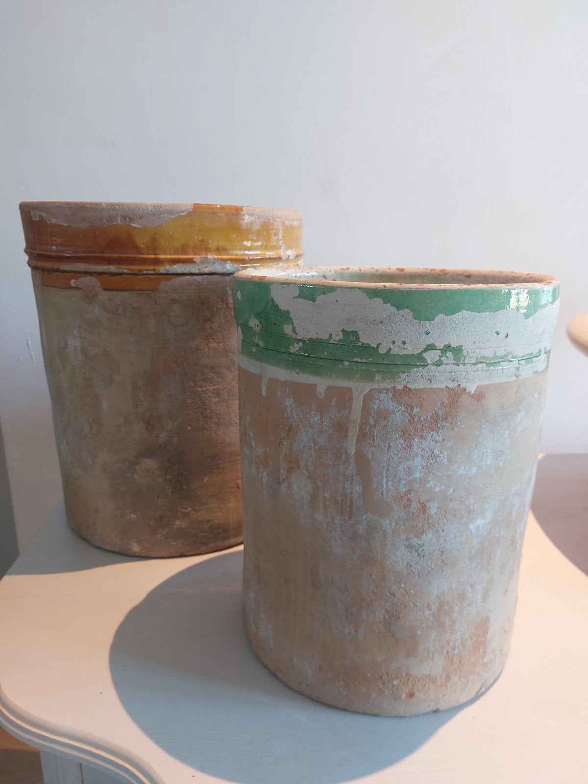 Set van 2 Antieke Italiaanse Terracotta Confit Potten, Antiek en Kunst, Ophalen