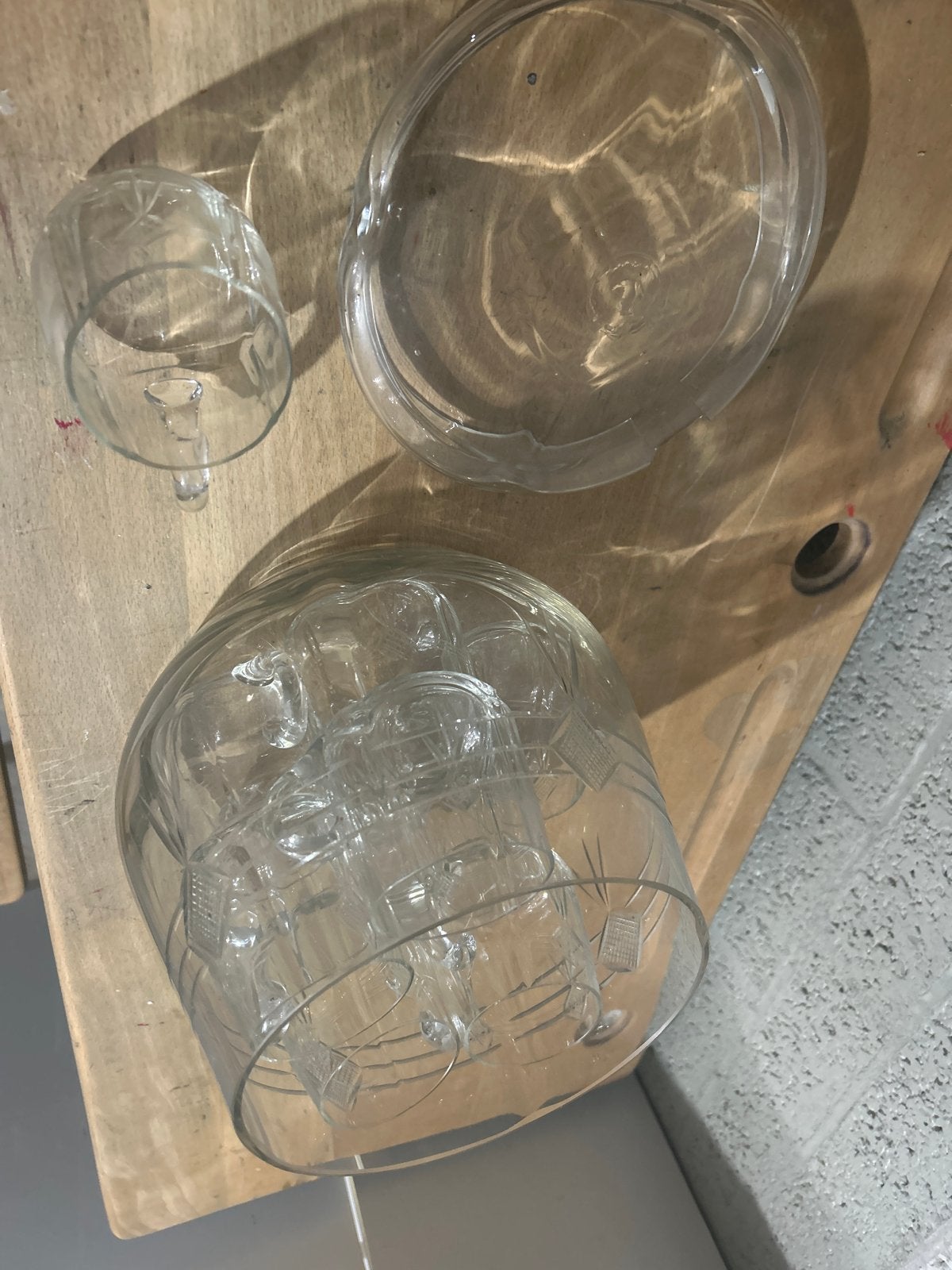 Vintage Glazen Punch Bowl Set met 6 Kopjes en Lepel, Ophalen of Verzenden