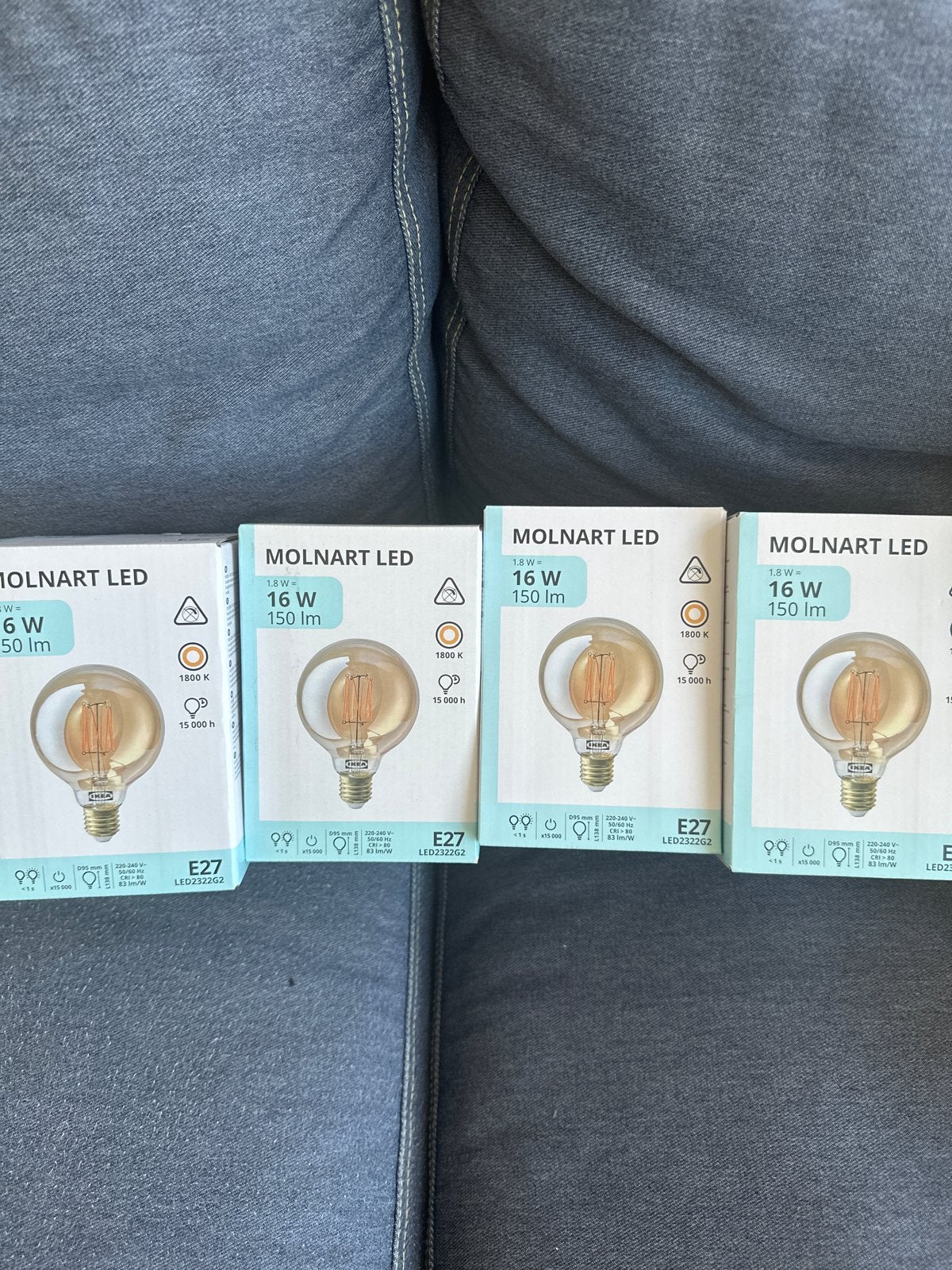 IKEA Molnart LED E27 1.8W 150lm (4 stuks), Ophalen, Led-lamp, Nieuw, E27 (groot)