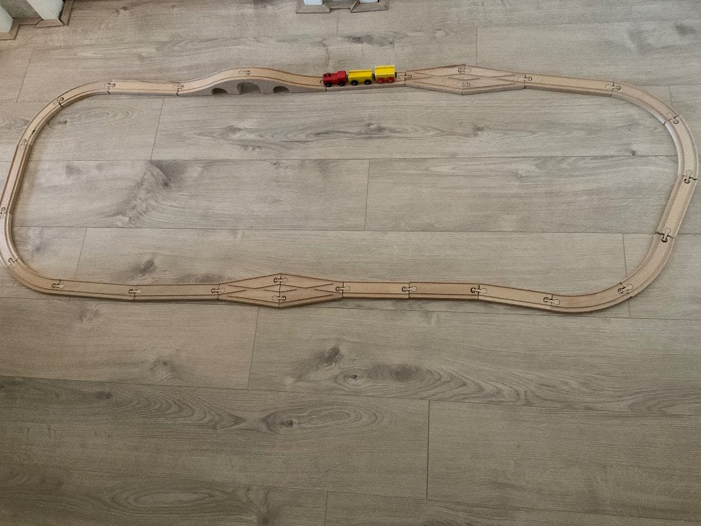 Houten treinbaan, Kinderen en Baby's, Speelgoed | Houten speelgoed, Ophalen of Verzenden, Gebruikt, Overige typen