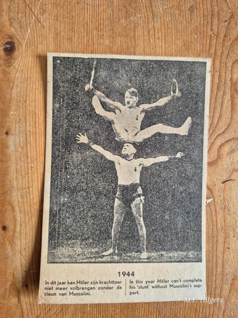 Postkaart 1944 Hitler Mussolini stunt origineel, Verzamelen, Militaria | Tweede Wereldoorlog, Ophalen of Verzenden