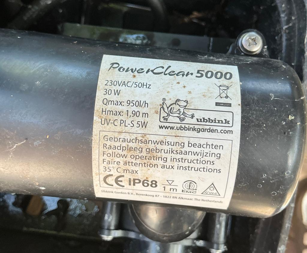 Ubbink fontein pomp met power clean 5000, Ophalen, Zo goed als nieuw, Vijverpomp