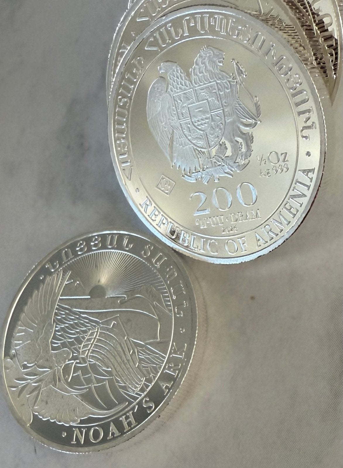 0,5oz muntjes (20x) 1 tube Noahs Arc 999 zilver, Ophalen of Verzenden, Zilver