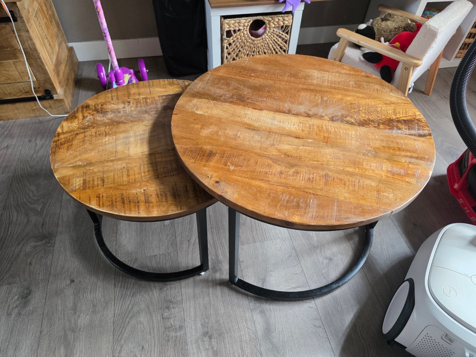 Mango houten salon tafel, Ophalen, Rond, 50 tot 100 cm, 50 tot 100 cm