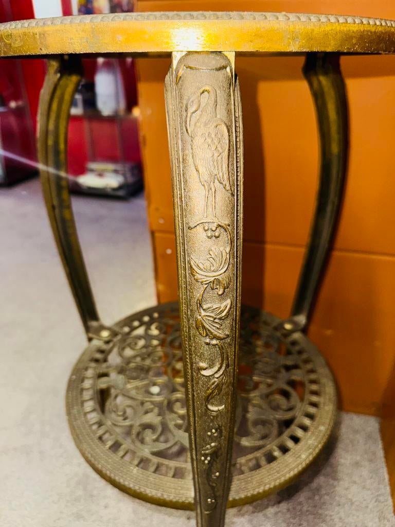 Vintage bijzettafel messing hollywood regency, Ophalen of Verzenden