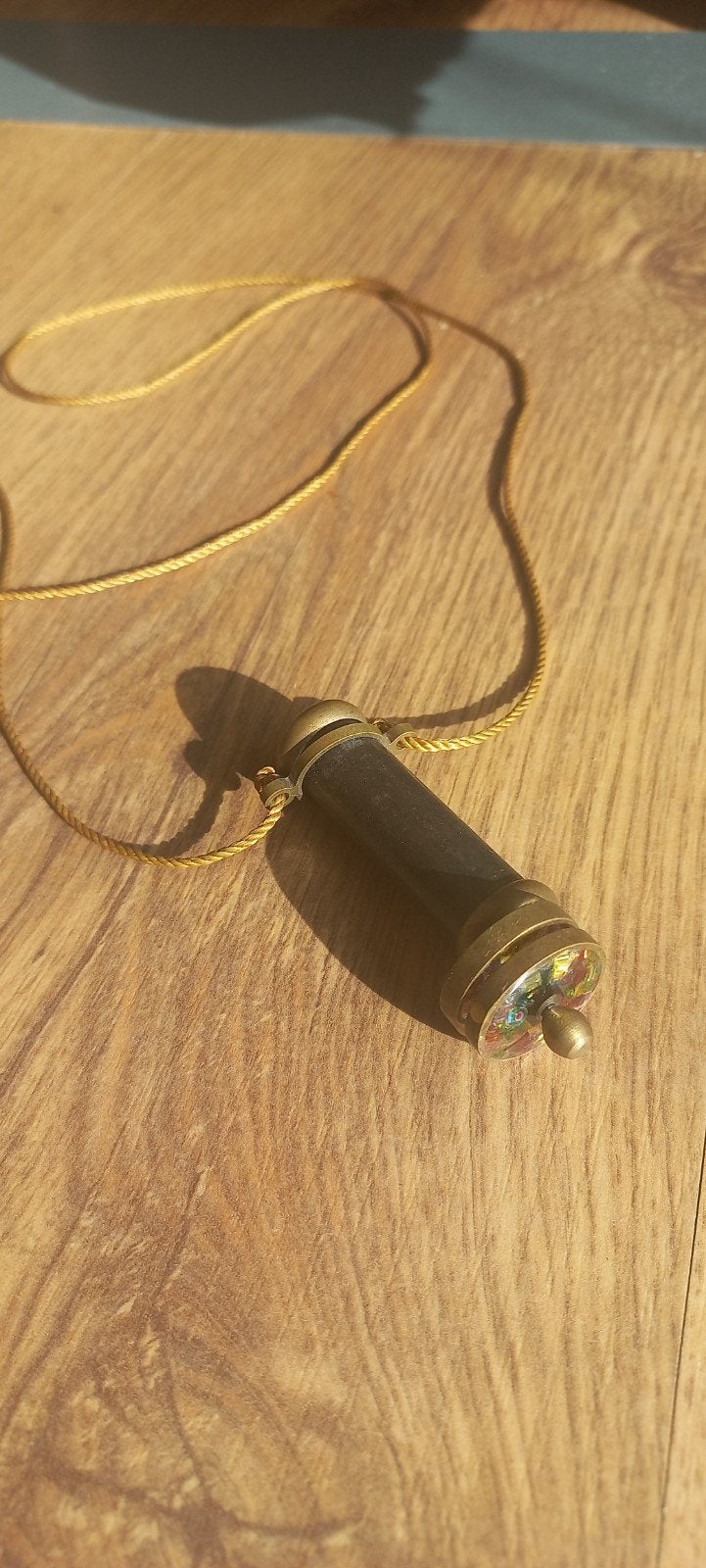 Vintage Handgemaakte Kaleidoscoop-ketting met 2 Draairingen, Ophalen of Verzenden