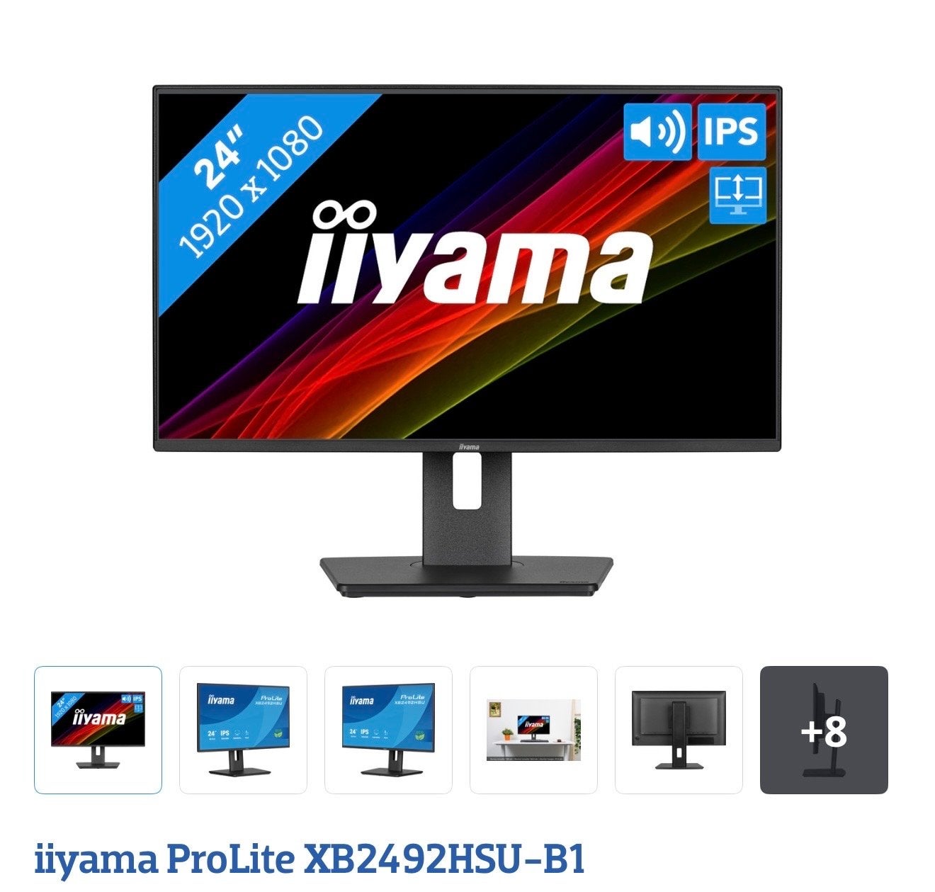 iiyama ProLite XB2492HSU-B1 24 inch Full HD IPS Monitor, HDMI, 101 t/m 150 Hz, Full HD, Zo goed als nieuw