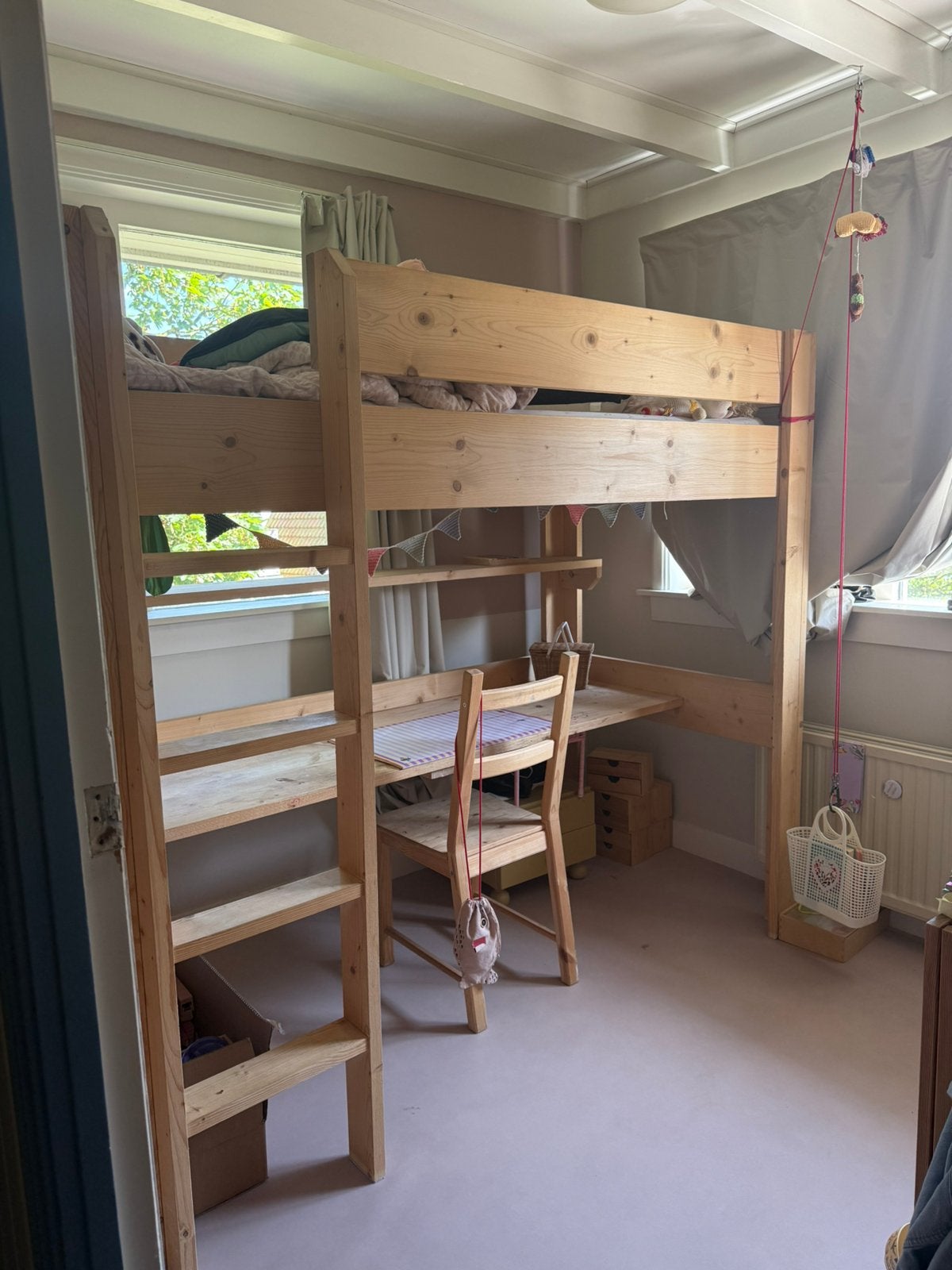 Gratis! Hoogslaper van steigerhout, Huis en Inrichting, Slaapkamer | Stapelbedden en Hoogslapers, Ophalen, Eenpersoons, Zo goed als nieuw