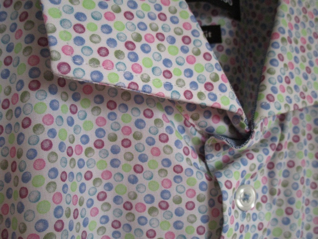 Nr.126: Overhemd van Claude Vigo XL wit met stippels, Kleding | Heren, Overige kleuren, Claude Vigo, Ophalen of Verzenden, Zo goed als nieuw