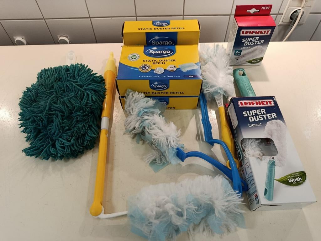 Stofdoekjes en plumeau set - Spargo & Leifheit, Huis en Inrichting, Ophalen of Verzenden, Overige typen
