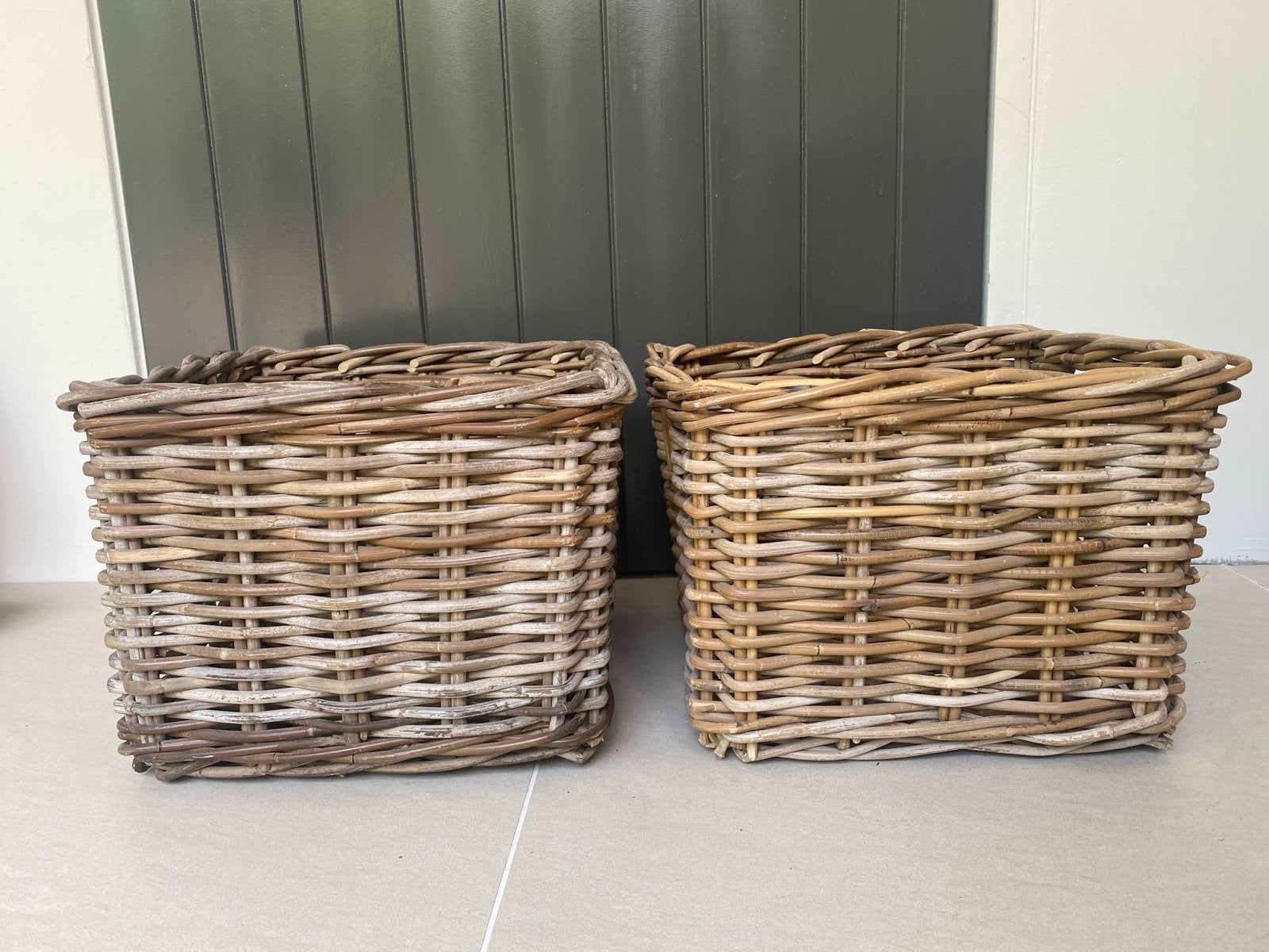 Set van 2 rieten manden, Ophalen, Gebruikt, Gevlochten, Mand