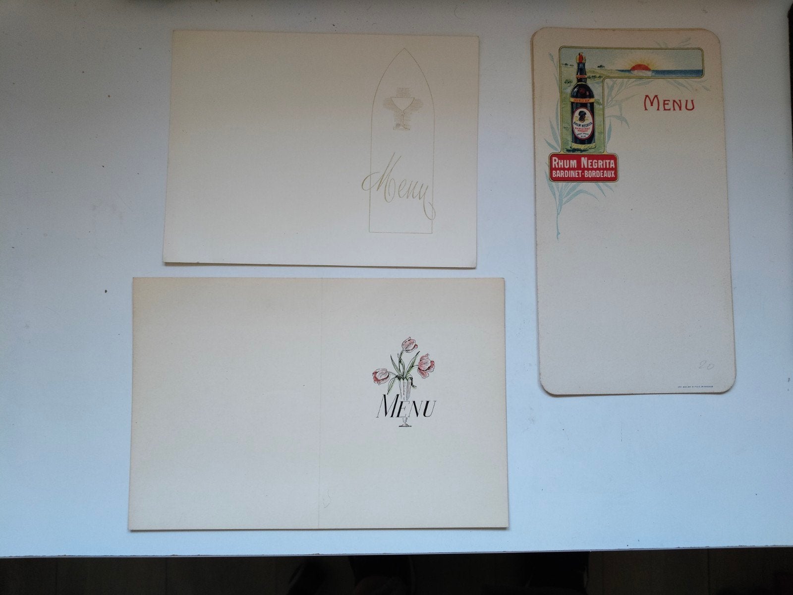 Menu Kaarten (leeg) jaren 10/20 vorige eeuw, Antiek en Kunst, Curiosa en Brocante, Verzenden